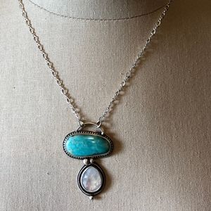 Sterling Silver Turquoise/Moonstone Necklace -